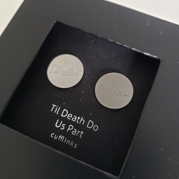 Cufflinks, Stainless Steel, Groom Gift. Till Death Do Us Part - Picture 2 of 7